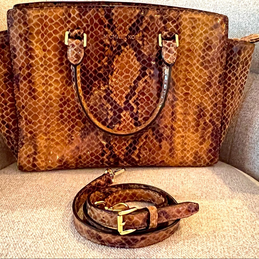 Python print Leather Michael Kors bag